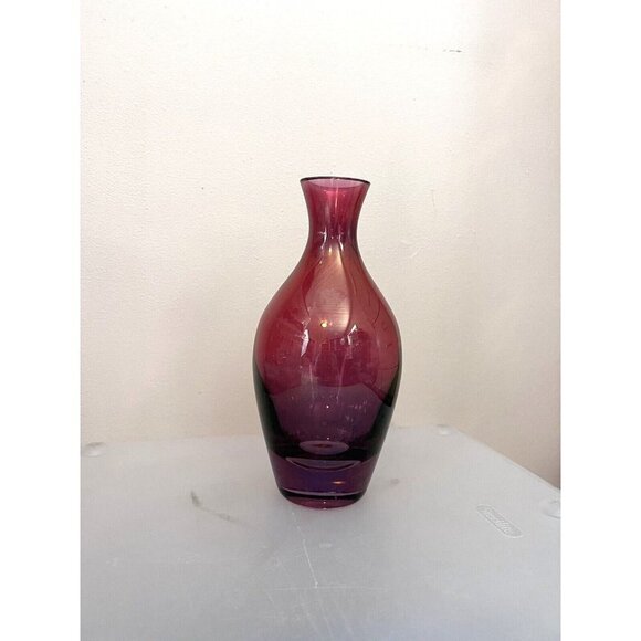 Vintage KROSNO Poland Purple  Art Glass Vase 10 in. - Picture 10 of 12